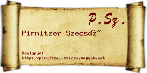 Pirnitzer Szecső névjegykártya